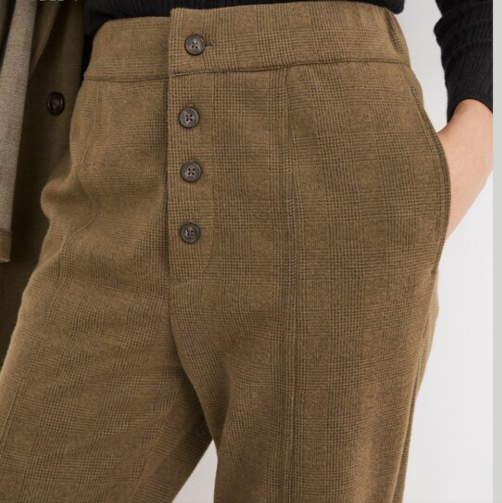 Madewell Knit Huston Button Pants In Glen Plaid Size Small Color Kale - Picture 9 of 11